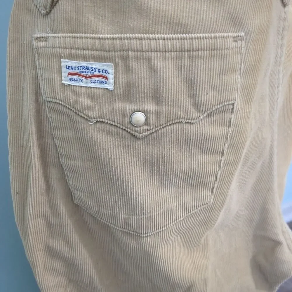 1970s vintage wide leg micro corduroy kick flares Levi's Levi Strauss pe…